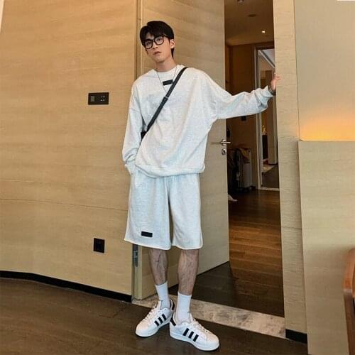 Hualun spring and summer leisure sports suit mens loose fitting sweater shorts spring and autumn mens suit