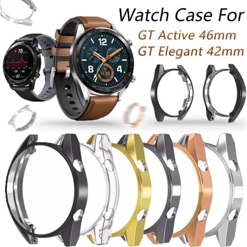 Ultra Thin Protective Case For Huawei Watch GT Elegant 42MM / GT Active 46MM Smartwatch Cover Soft TPU Frame Shell Protector