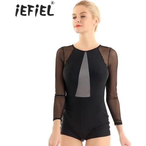 Women Ballerina Competition Femme Dancewear Costumes Mesh V Front Ballet Dance Turnpakje Biketard Gymnastics Leotard Bodysuit