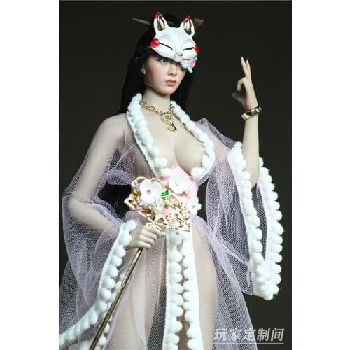 1/6 Female Transparent Tulle Dress Pink Dress Necklace Fit 12" Action Figure Steel Bone Big Breast Body
