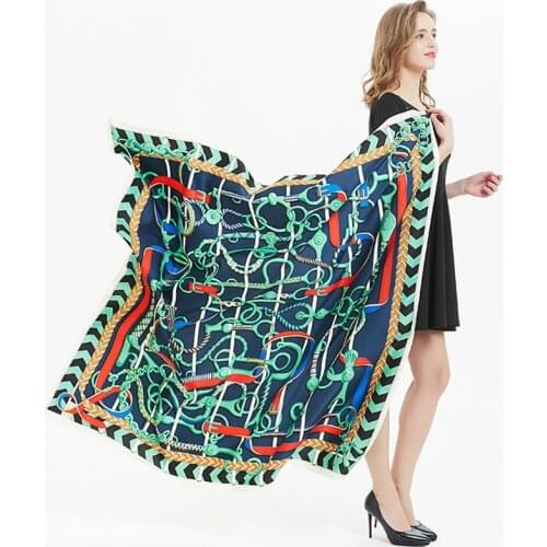 130*130cm TOP Silk Keychain print Scarves Women Foulard Square Hijab Scarf Ladies Shawl wrap muffler pareo female hijab