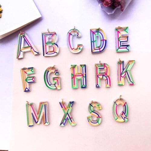 40mm 26 letters Original acrylic key ring earrings bag decoration DIY pendant