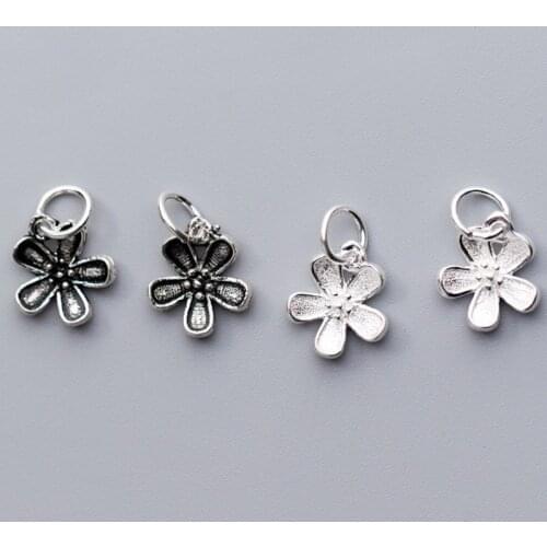 925 Sterling Silver Pretty Stereo Five Petals Flower Charms Women Earring Bracelets Silver Pendant DIY Jewelry Findings Gift