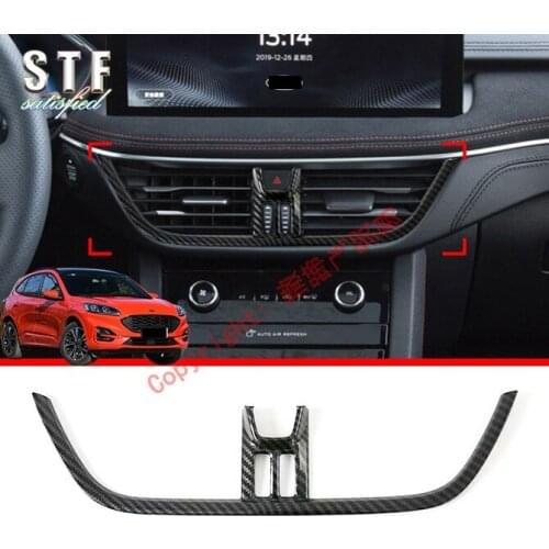 Carbon Fiber Style Interior Accessories Center Air Conditioning Vent Decorative Frame Cover Trim For Ford Kuga Escape 2020 2021