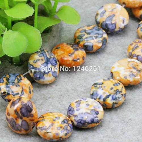 15mm Popular Multicolor Riverstone Rain Flower Rainbow Stone Round DIY Beads Loose Crafts Women Jewelry making 15inch Wholesale