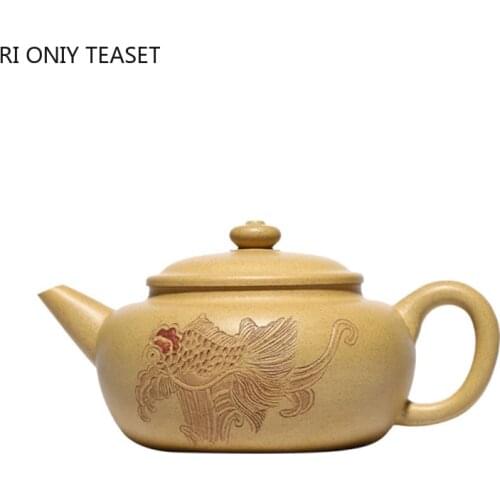 180ml Raw Ore Section Mud Dragon Pattern Tea Pot Classic Yixing Purple Clay Teapot Home Filter Beauty Kettle Tea Set Accessories