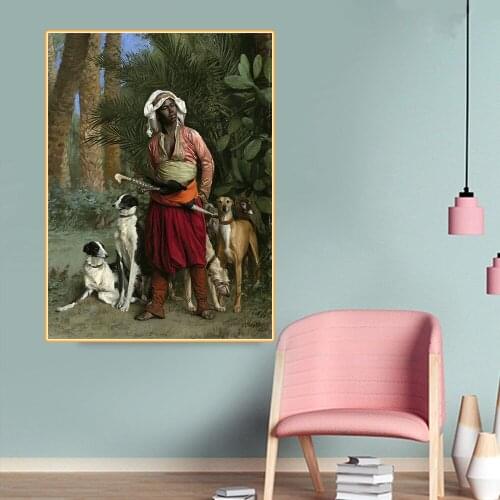 Citon Jean-Leon Gerome《Master of the hounds 》Canvas Oil Painting World Famous Artwork Picture Modern Wall Decor Home Decoration