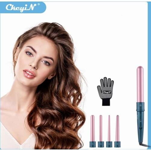 CkeyiN 5 in1 Curling Iron Wand Hair Curling Temperature adjustable Iron Crimp Corrugation Styling Tools Hair Crimper Curler