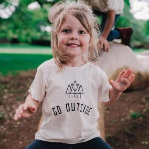 Go Outside hiking Print Kids tshirt Boy Girl shirt Children Toddler Clothes Funny Street Top Tees CZ-150
