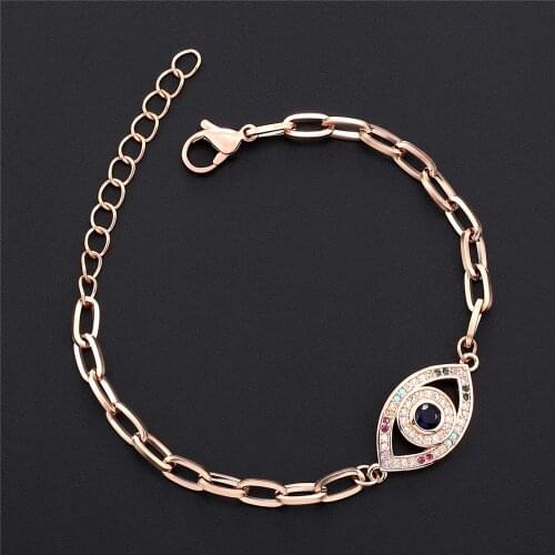Charm Rainbow CZ Paved Tennis Zirconia Chain Enamel Seven Colors Eye Lady Bracelet Lucky Charm Elegance Women Bracelet Jewelry