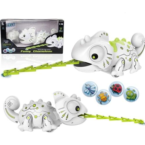 Dinosaur Control RC Animal Toys Remote Chameleon 2.4GHz Pet White Chameleon Color Changeable Smart Dinossauro Toy For Kids Gift