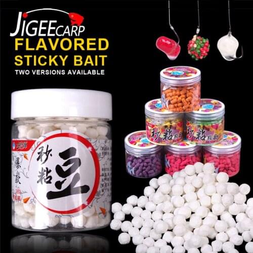 JIGEECARP 1 Bottle Fishing Sticky Beads For Catching Carp Particle Bait Sticking Pellet Lures Red Worm Flavor Fishing Tackles