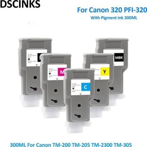 300ML PFI320 PFI-320 compatible Ink Cartridge for Canon TM200 TM205 TM300 TM305 200 205 300 305 printer with pigment ink & Chip
