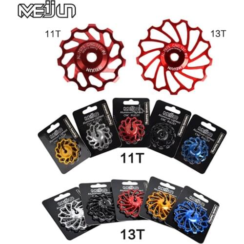 2pcs MEIJUN MTB Road Bike Ceramic Pulley 7005 Aluminum Alloy Rear Derailleur 11T 13T Guide Cycling Ceramics Bearing Jockey Wheel