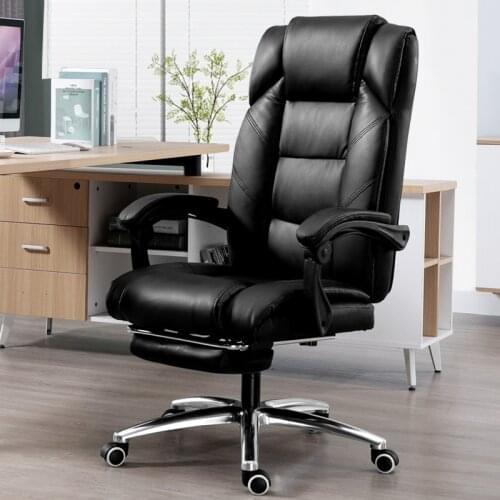 New Modern Line Computer Chair Home Office Boss Chair Real Leather Lifting Layable Fashion Solid Color Ergonomic Swivel Chair