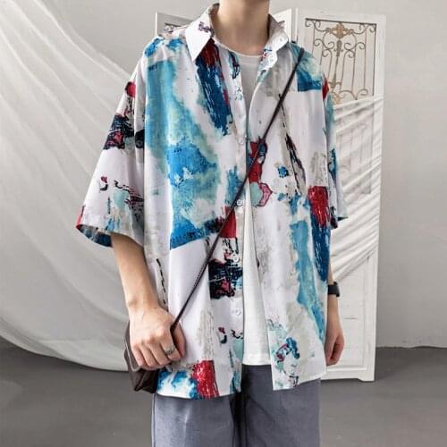 Summer Short-sleeved Shirts Mens Fashion Printed Casual Shirts Men Streetwear Loose Flower Shirts Mens Hawaiian Shirts M-5XL