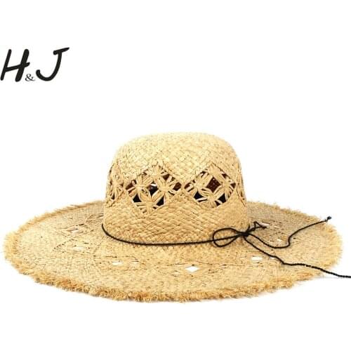 Summer Large Brim Raffia Sun Hat For Women Floppy Beach Sunbonnet Fashion Bucket Caps