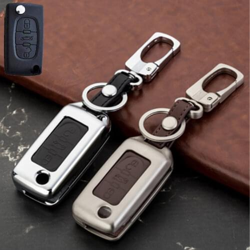 Metal Car Key Cover for Peugeot 308/408/508/207/307 Car Remote Control Shell Protective Cover Decorative Accessories