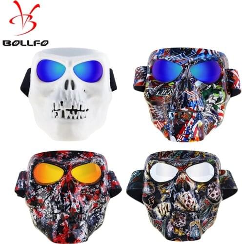 Bollfo Motorcycle Goggles Helmet Mask Outdoor Bike Riding Motocross Skulls Windproof Wind Glass Sandproof Goggles Modular Goggle