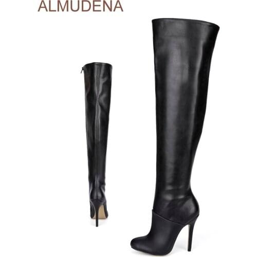 Pointed Toe Solid Patchwork Suede Thin High Heel Over-the-Knee Long Boots Elegant Concise Women Shoes