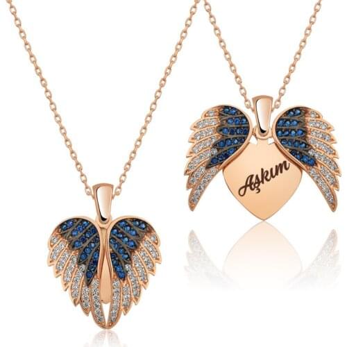 Name Post Drop Leaf Heart Necklace DN90C