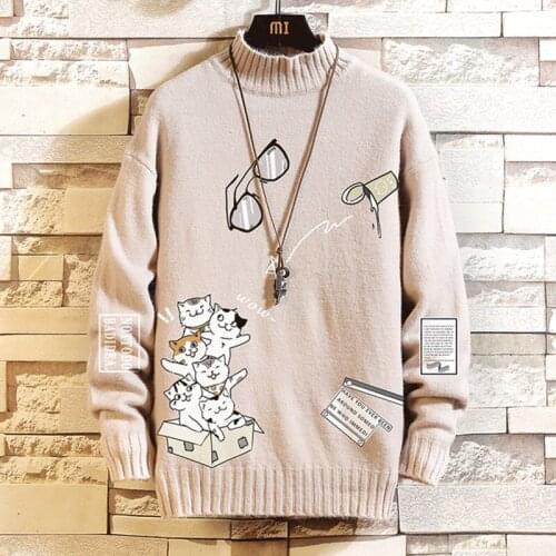 Fall Winter Pullover Men Womens Sweater 2021 New Japanese Cute Cartoon Print Knit Womens Jumpers Chic Soft Student Sweater O50