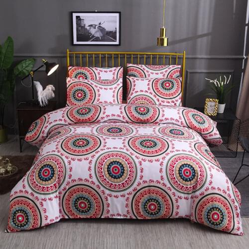 Pink Mandala Flower Quilt Cover Set With Pillowcase Bohemia Bedding Set Queen Size Bedspread 3Pcs duvet set