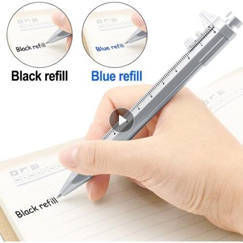 Vernier Caliper Tool Ballpoint Pen Silver Vernier Caliper Multifunction Pen Creative School Gifts Marker Pen 0-100MM Measuring