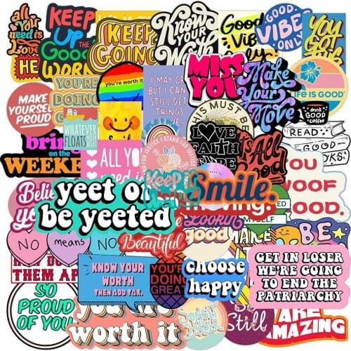 10/30/50PCS Mixed Motivational English Phrases Stickers Snowboard Laptop Luggage Fridge Guitar Graffiti Fun Decals Kid Sticker