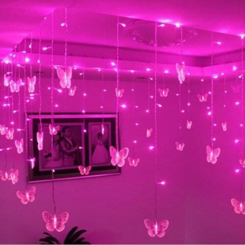 3.5m 16 Butterfly LED Curtain Light Holiday Lighting LED String Light Multi-color Atmosphere Light