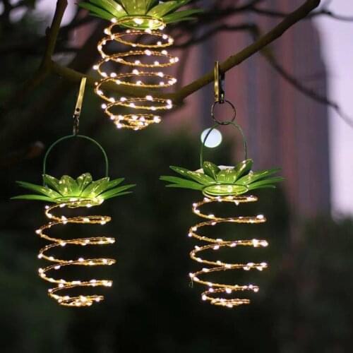 EU popular solar iron pineapple lamp outdoor garden decorative hanging lamp LED copper lamp string
