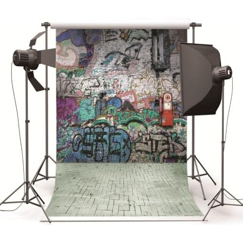 Graffiti Wall Brick Floor Computer Printed Photo Backdrops Vinyl Photography Background for Photo for Wedding Children