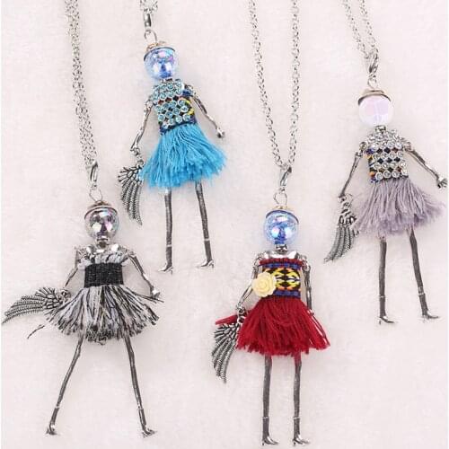 YLWHJJ new baby doll Long pendant statement necklace for women cute Gift beads bright tassels rhinestone dress fashion jewelry
