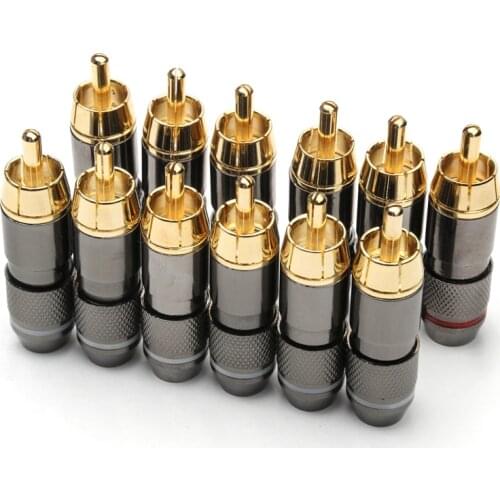 YT 12PCS 50-90(VA) 24K Gold Plated Copper Monsters Banana Plug Speaker Adapter Audio Video Zinc Alloy Connectors
