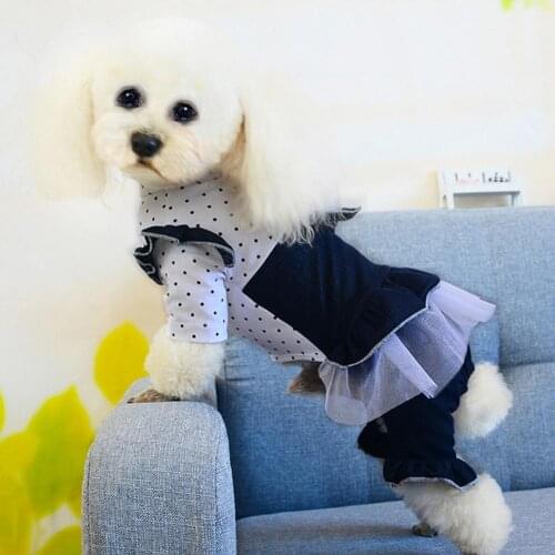 Pet Skirt Round Neck Ruffled Hem Cotton Skin-friendly Dog Dress for Party одежда для собак мелких