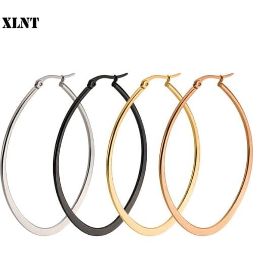 XLNT 2019 Punk Simple Design Metal Oval Hoop Earrings For Women Jewelry Geometric Circle Brincos Party Ear Accessory