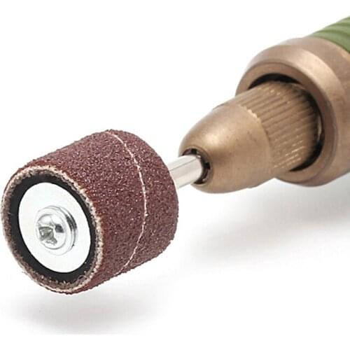 100 Pcs 1/2" and 1/4" Sanding Band Sleeves Drum Kit Sandpaper Rubber 2 Mandrels