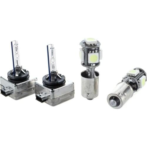 2 x Car Auto D1S Front Light Headlight HID Xenon Bulb 35W 8000K with 2X Bulb 5 LED 5050 SMD BA9S H6W T4W White