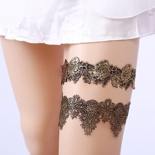 2pcs/Set Lace Embroidery Floral Sexy Garters For Women Wedding Garters Bride Thigh Ring Bridal Leg Garter