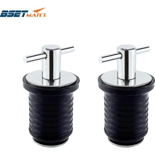 2X Stainless steel 304 Handle Rubber Drain Plug T-Handle TWIST-IN Hull Livewell bilge transom seawall marine boat accessories