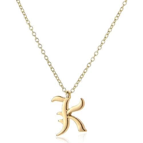 26 Cursive English letter K name Sign Personality pendant chain necklace alphabet Initial friend family gift necklace jewelry