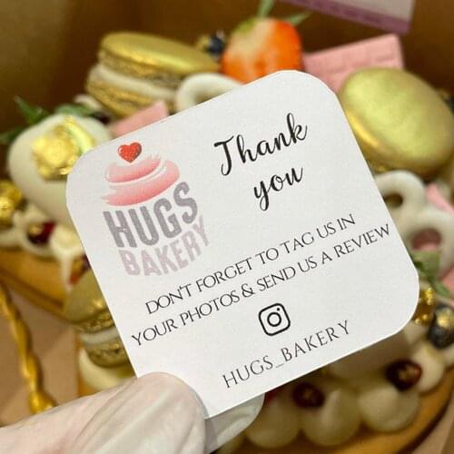 50 mini Customized thank you for your order business cards | personalised with your logo and social media tag Cards Customer