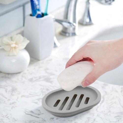 Home Bathroom Shower Soap Dish Plate Storage Tray Sponge Holder Plate Rack PP Plastic Drain SoapBox