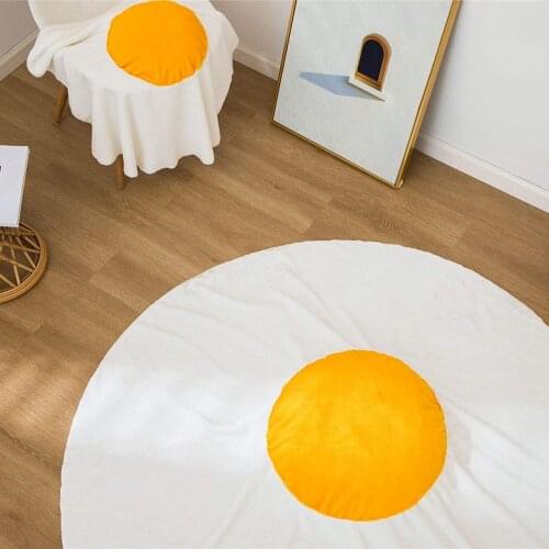 Double Sided 60/70 inches Fried Eggs Blanket Funny Soft Flannel Circular Blanket, Giant Food Blanket