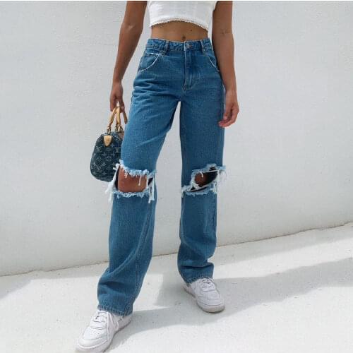 Female Office Lady High Waist Loose Women Denim Jeans Streetwear Vintage Long Wide Leg Jeans Harem Pants