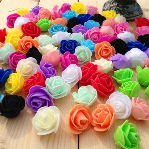 50pcs/ Bag Multicolor Mini PE Foam Rose Head Artificial Handmade Rose Head DIY Wedding Home Decoration Festival Party supplies