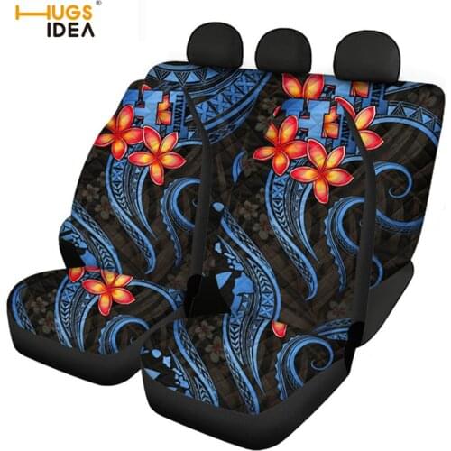 HUGSIDEA Hawaii Plumeria Pattern Easy to Install Car Accessories Front and Back Vehicle Seat Cushion Universal Car Seat Covers