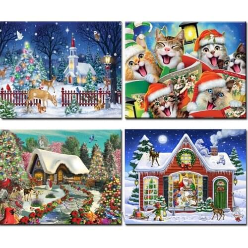Full drill resin square/round Christmas snow scenery diamond painting cross stitch mosaic diamond embroidery DIY new year gifts