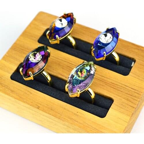Lucky Eye Gold Color Evil Eye Rings Crystal Luxury Party Ring for Women 34 Color Options Ring Jewelry Bridal Sets Gift Wholesale