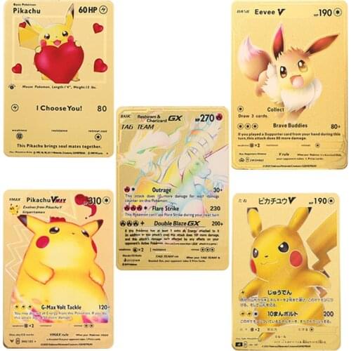 Metal Collection Card Pokemon Cards Metal Card V Card Charizard Pikachu Mcharizard Card Collection Gift Kids Game transaction